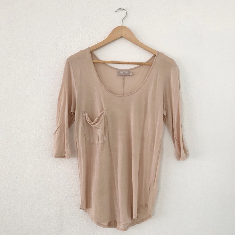 Nation LTD 3/4 length scoop neck top